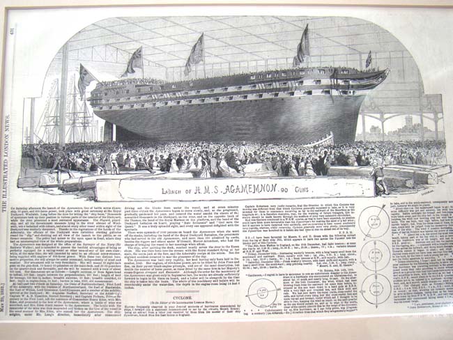 A 19th century steel engraving of the Launch of H M S Agamemnon printed in The Illustrated London News May 29, 1852 — image 2